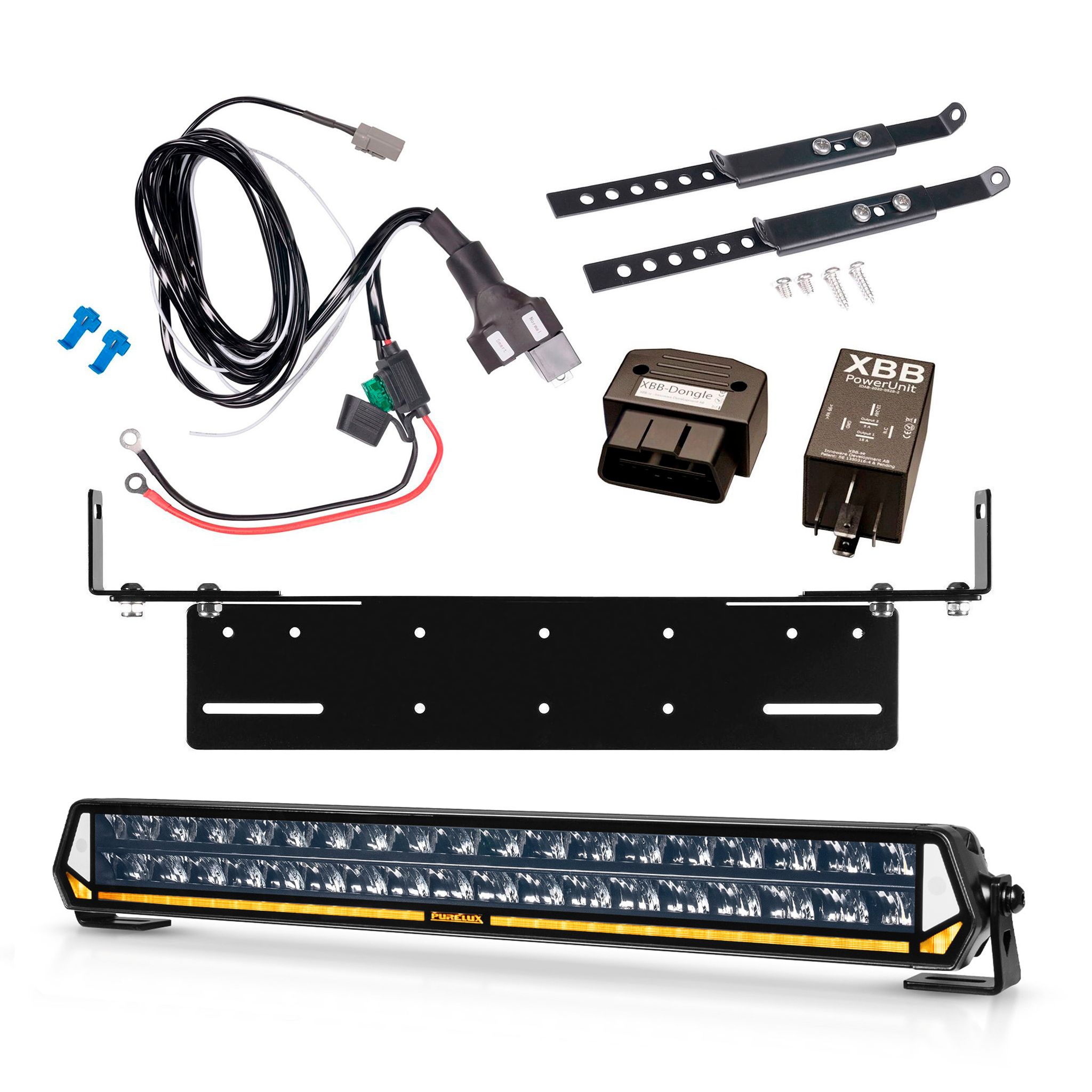 Lisävalo Purelux Panther Heat S540 - Suora / 55 cm / 260W / Ref. 30, 1 kpl - Täydellinen setti uppoasennustelineellä + XBB OBD Dongle&PowerUnit -kytkentärele