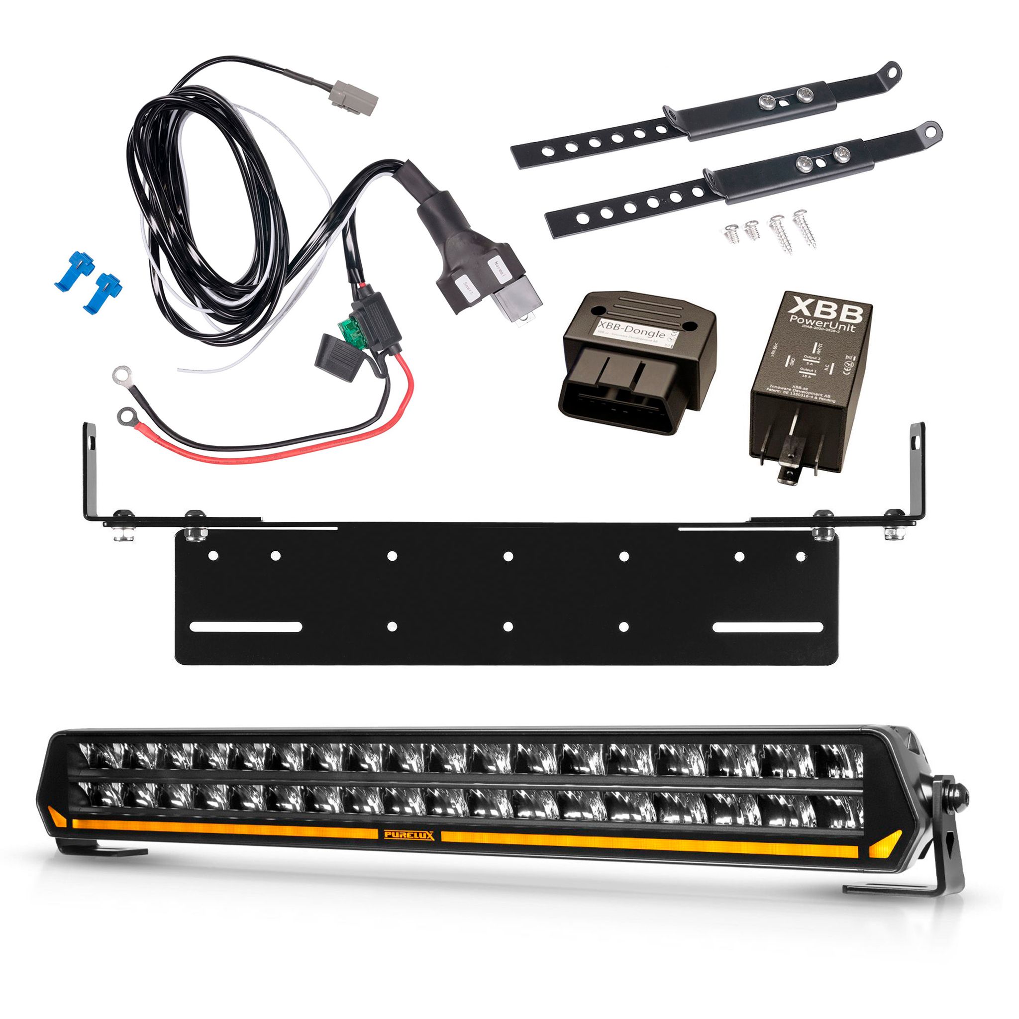 Lisävalo Purelux Panther S540 Gen3 - Suora / 54 cm / 216W / Ref. 30, 1 kpl - Täydellinen setti uppoasennustelineellä + XBB OBD Dongle&PowerUnit -kytkentärele
