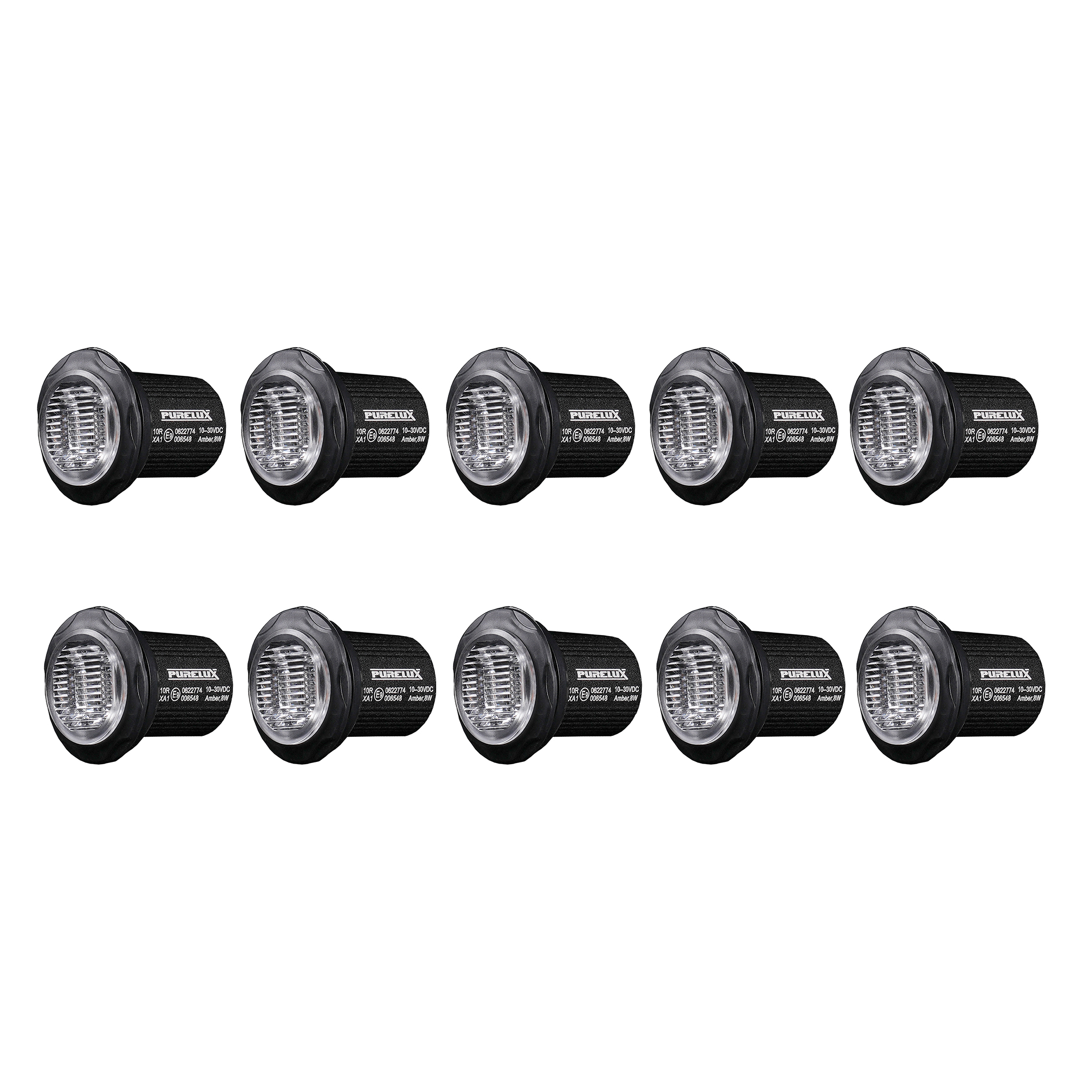 Varoitusvalo / Tasovilkku Purelux Strobe Pyöreä - 12/24V / 8W / 36 mm, 10 kpl