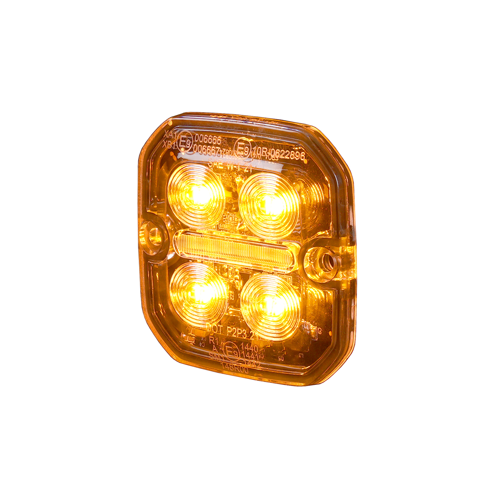Varoitusvalo / Tasovilkku Purelux Strobe Ultra Slim Square - Oranssi/Punainen / 12/24V / 8W / 60 mm, 1 kpl