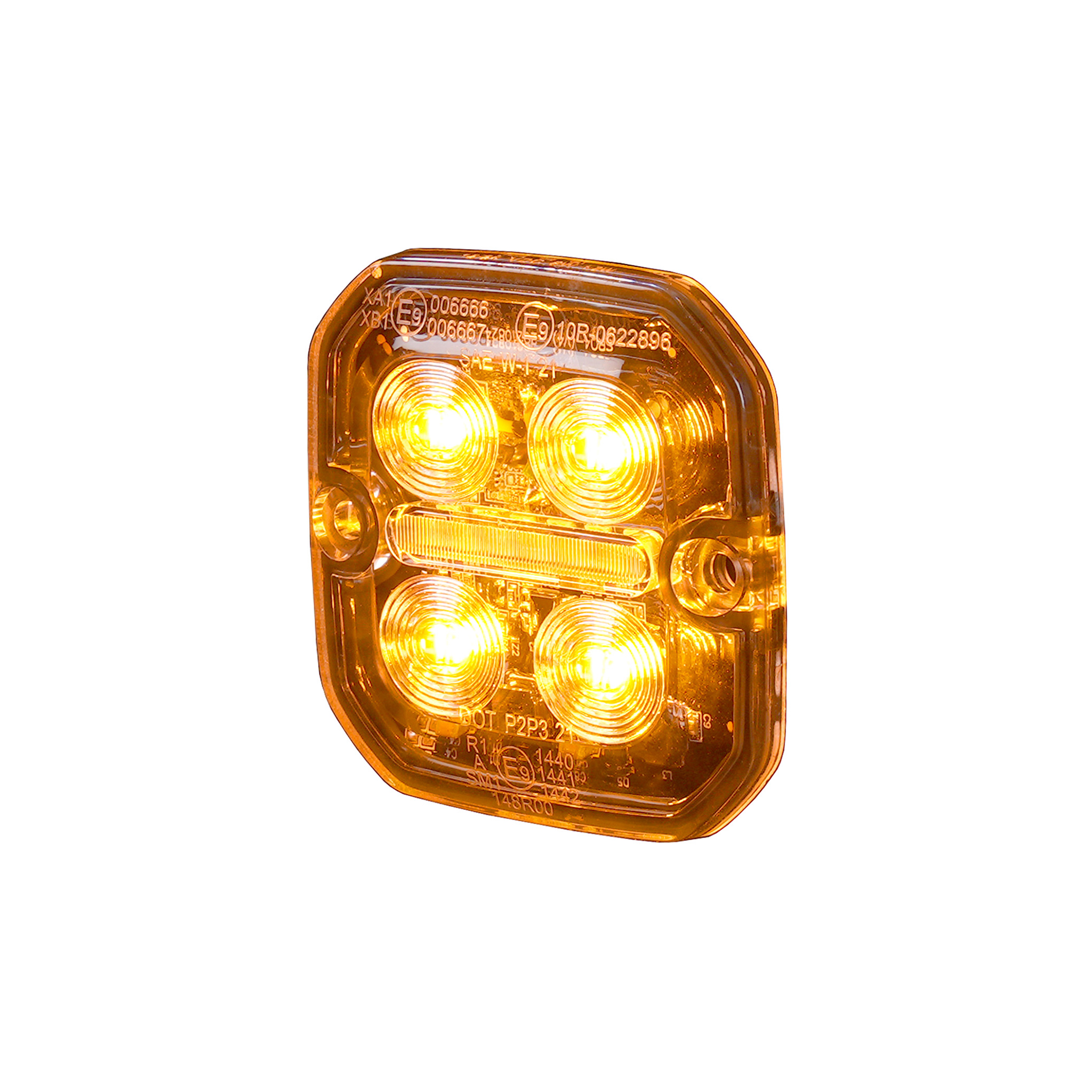 Varoitusvalo / Tasovilkku Purelux Strobe Ultra Slim Square - Valkoinen/Punainen / 12/24V / 8W / 60 mm, 1 kpl
