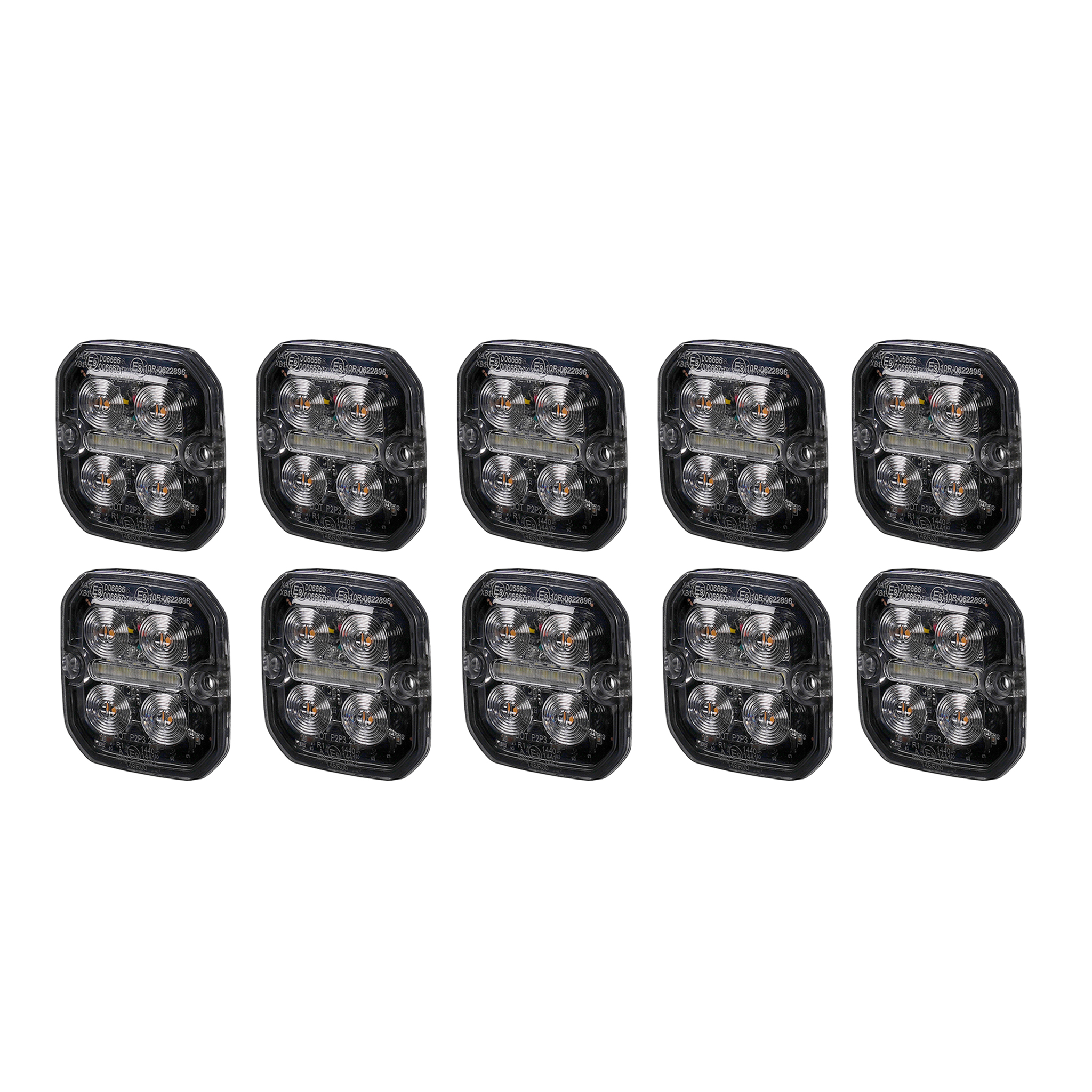 Varoitusvalo / Tasovilkku Purelux Strobe Ultra Slim Square - Valkoinen/Punainen / 12/24V / 8W / 60 mm, 10 kpl