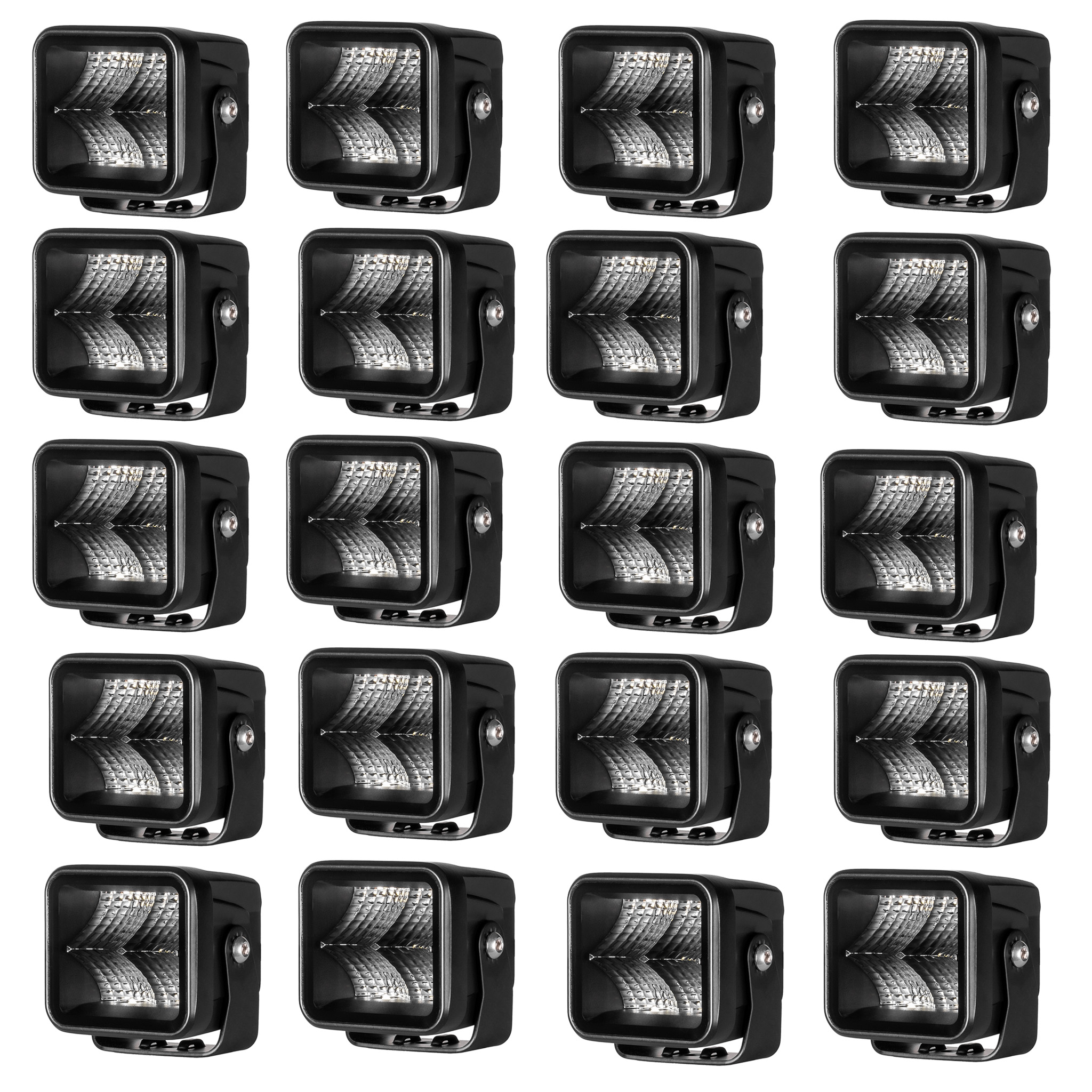 Työvalo Purelux Terrain Black Square Flood - 7 cm / 20W / Leveä, 20 kpl