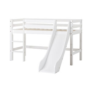 Hoppekids eco dream puolikorkea sänky 70x160cm liukumäellä, valkoinen
