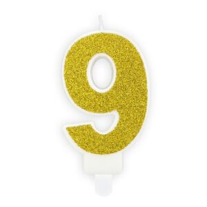Numerokakkukynttilä 9, Kultaglitter