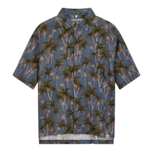 Dingwalls Jungle Print Linen Shirt Blue