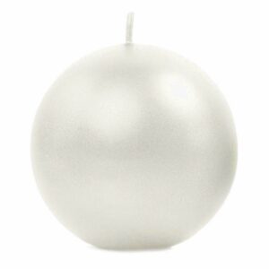 Pallokynttilä - Valkoinen, Helmiäishohtava-8 cm