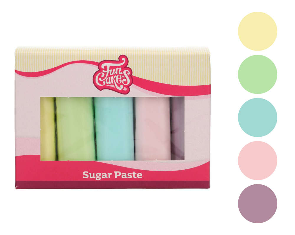 Sokerimassa monipakkaus - Pastelliset värit, 5x100g