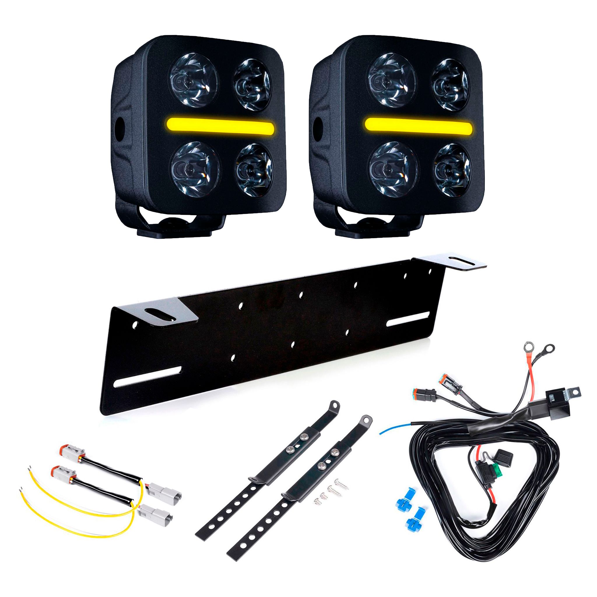 Lisävalo Strands Nuuk D-Line QB 3 - Pyöreä / 9 cm / 40W / Off-road, 2 kpl - Täydellinen setti
