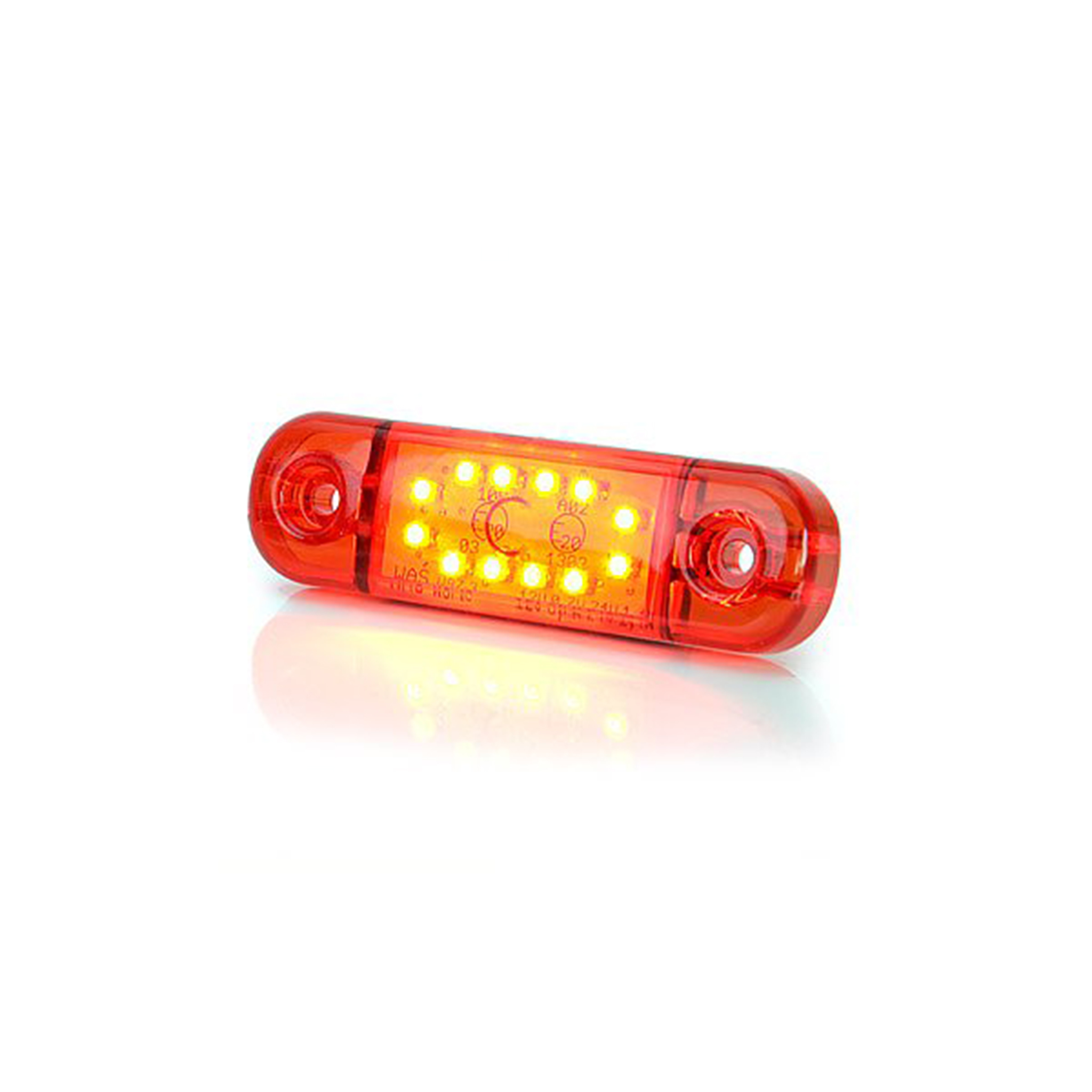 Huomiovalo /Äärivalo Strands Side Marker Slim 12 LED - 12/24V / 84 mm, Punainen
