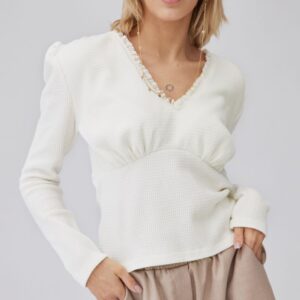 Flora Frill Blouse Beige