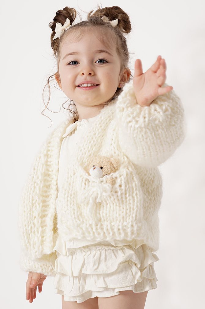 Bear Handmade Kids Sweater Ecru