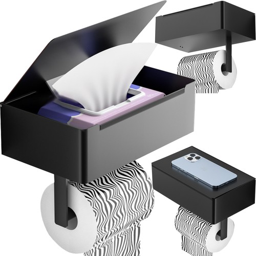 WC-paperiteline hyllyllä ja laatikolla