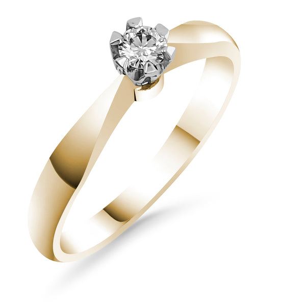 Silván Solitaire timanttisormus 0,10ct, keltakultaa, vihkisormukset