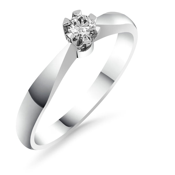 Silván Solitaire timanttisormus 0,10ct, valkokultaa, timanttikorut