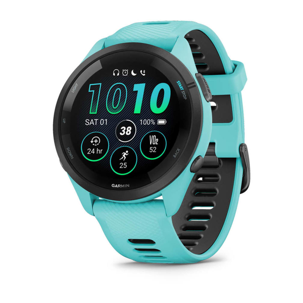 GARMIN FORERUNNER 265, MUSTA KEHYS, VEDENVIHREÄ KELLONRUNKO JA VEDENVIHREÄ/MUSTA SILIKONIHIHNA