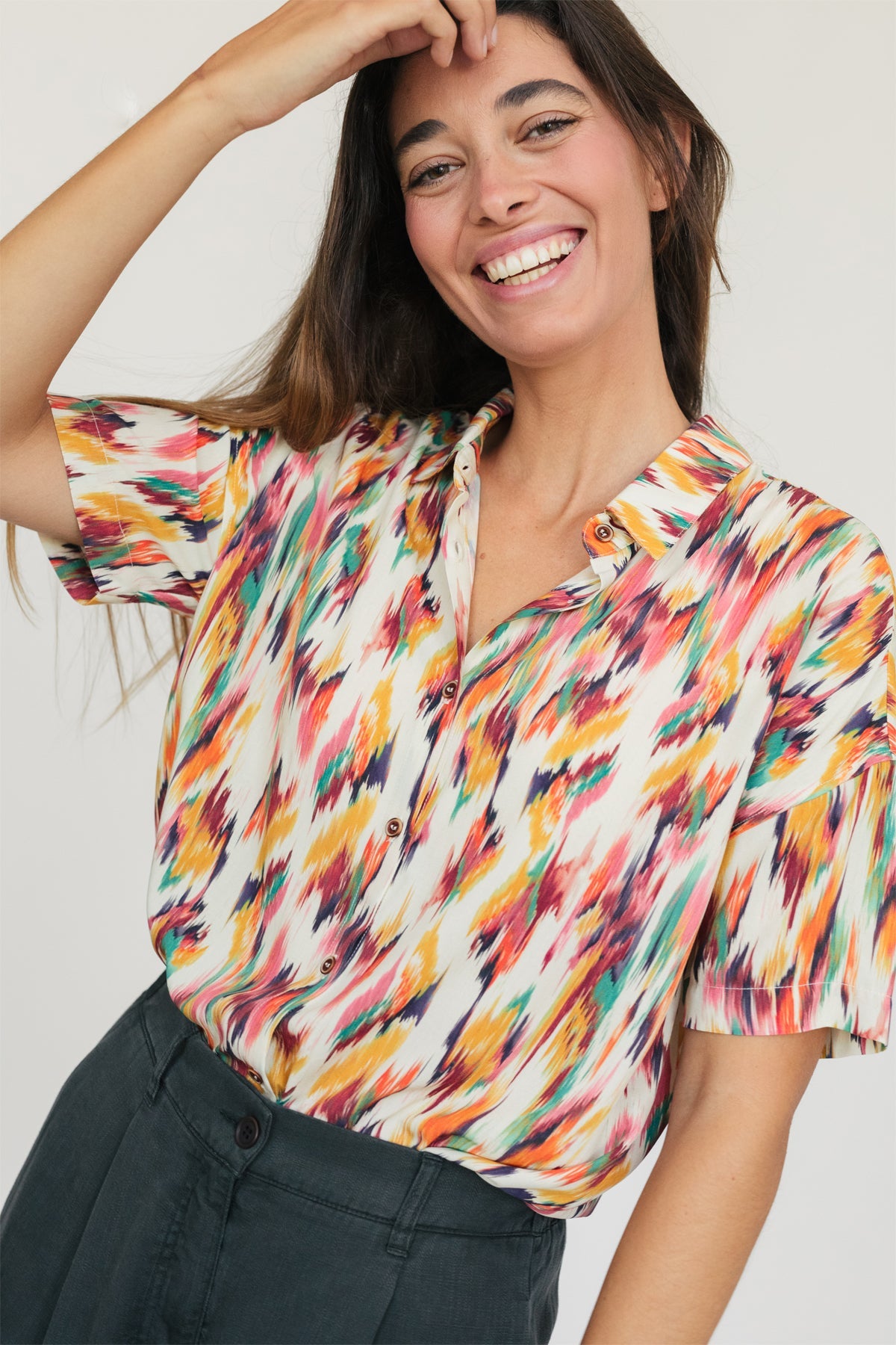Motiti Blouse Ikat Ecru