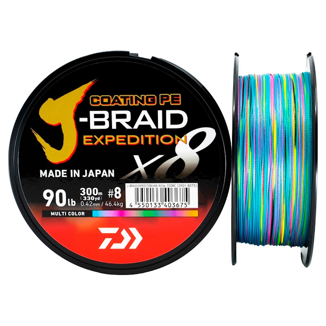 Daiwa J-Braid Expedition X8 Multicolor 300 m kuitusiima 0,35 mm