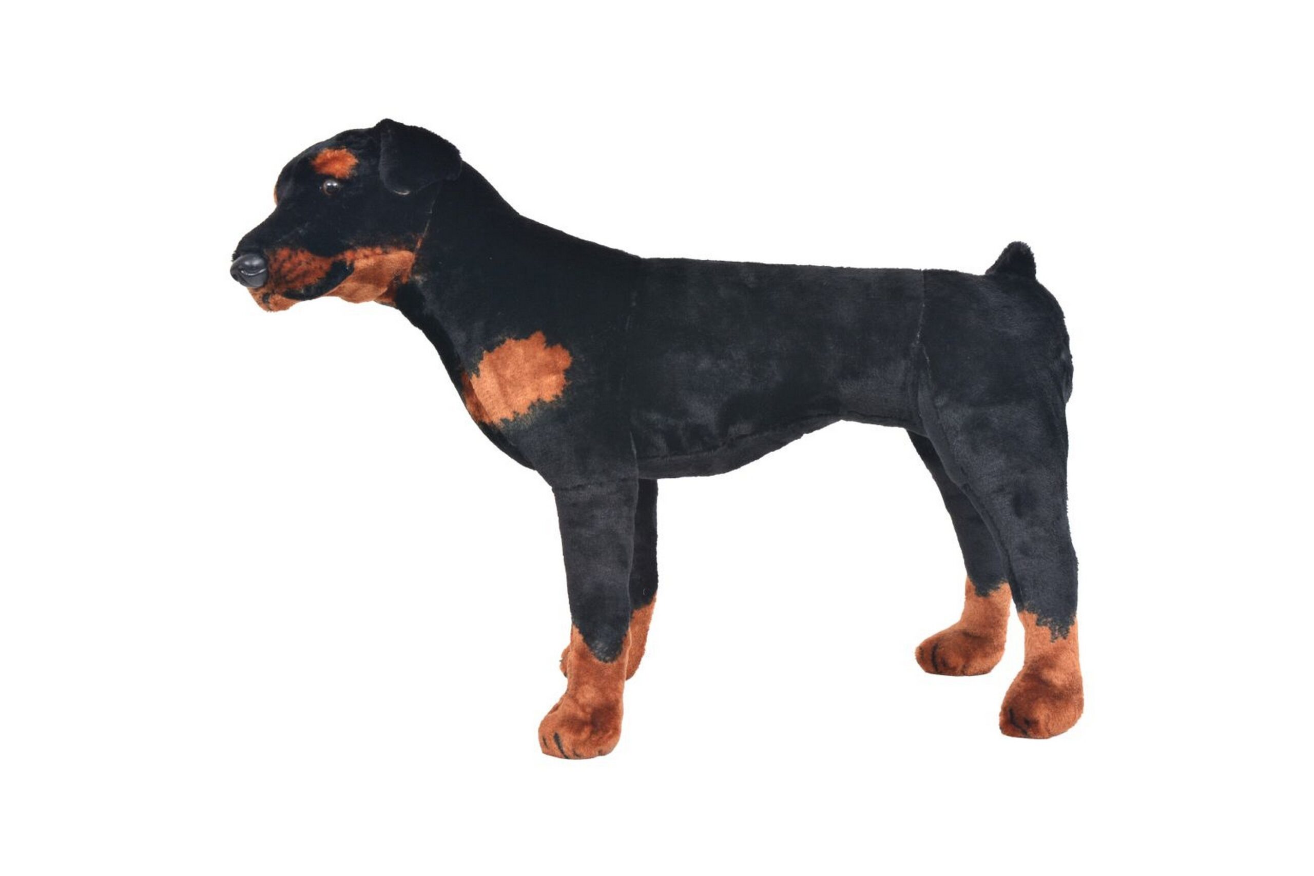 Seisova pehmolelu rottweiler musta ja valkoinen XXL - Musta