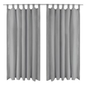 Mikro-satiiniverhot silmukoilla 2 kpl 140x245 cm Harmaa - Harmaa