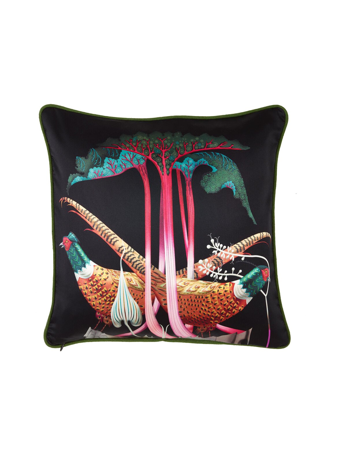 Pheasants and rhubarbs -silkkityynynpäällinen