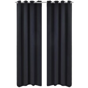 Mustat Pimennysverhot Metallirenkailla 2 kpl 135 x 245 cm - Musta
