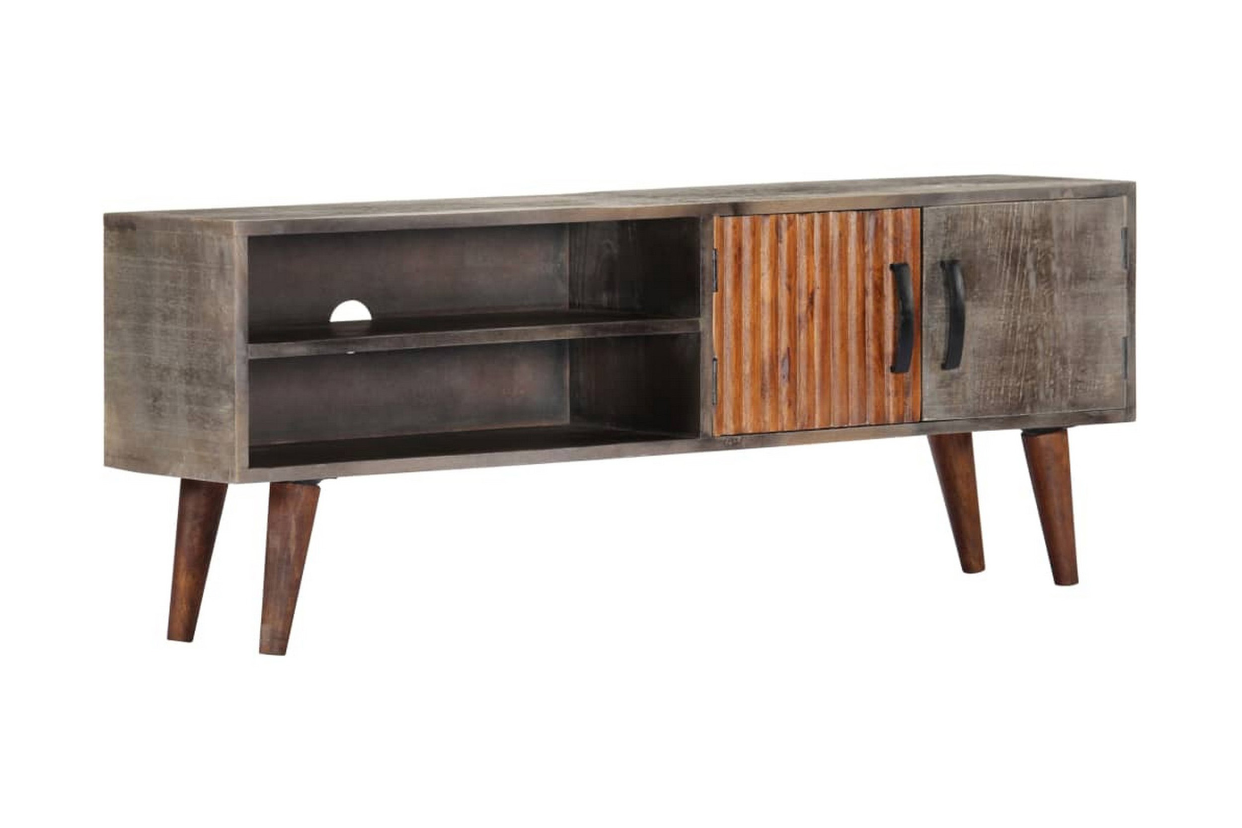 TV-taso harmaa 115x30x46 cm täysi karkea mangopuu - Harmaa