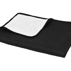 Kaksipuolinen tikattu päiväpeite 230x260cm musta & valkoinen - Musta