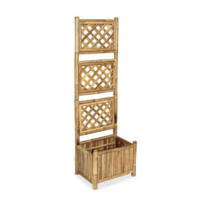 Korotettu kukkalaatikko säleiköllä bambu 40 cm - Ruskea