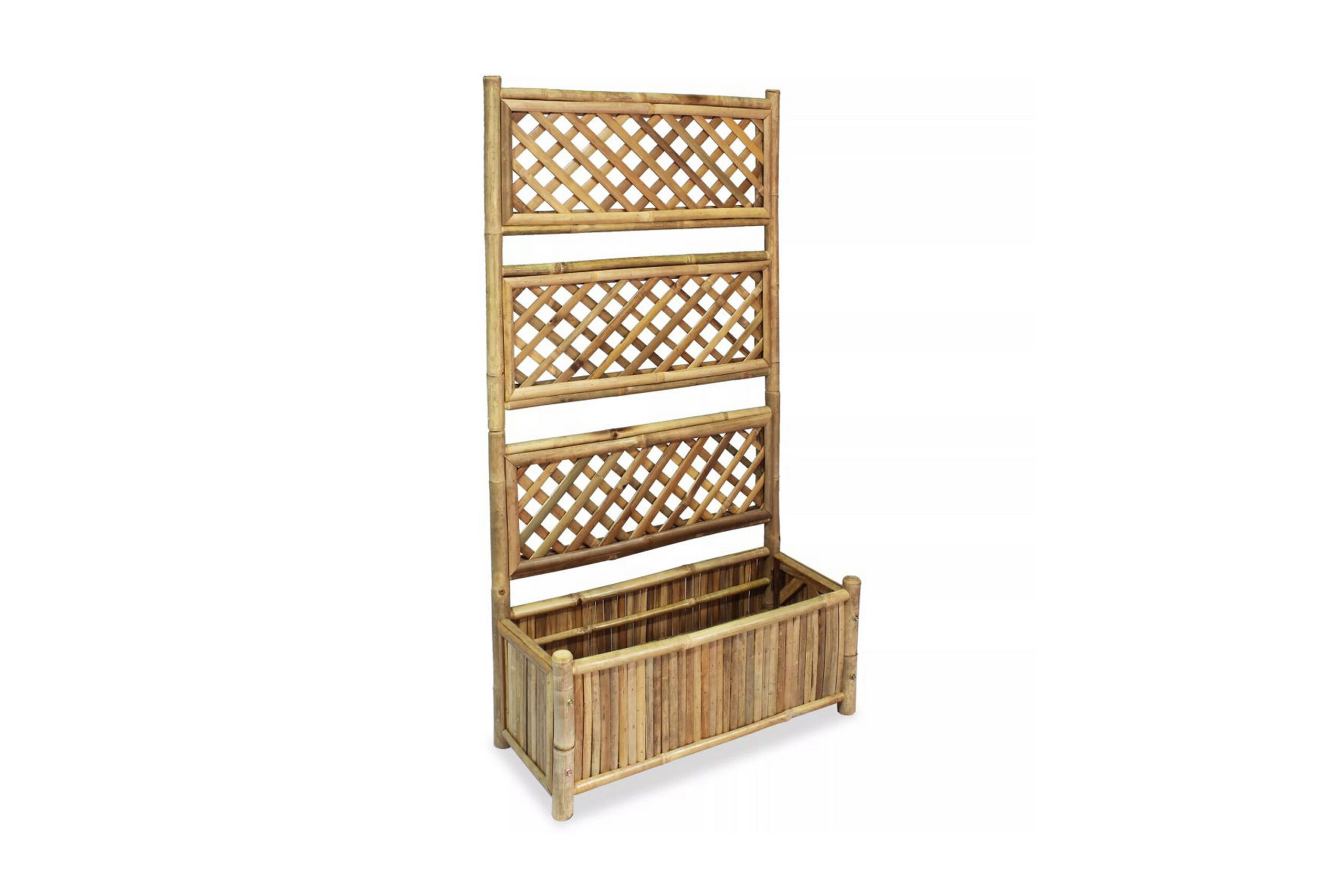 Korotettu kukkalaatikko säleiköllä bambu 70 cm - Ruskea
