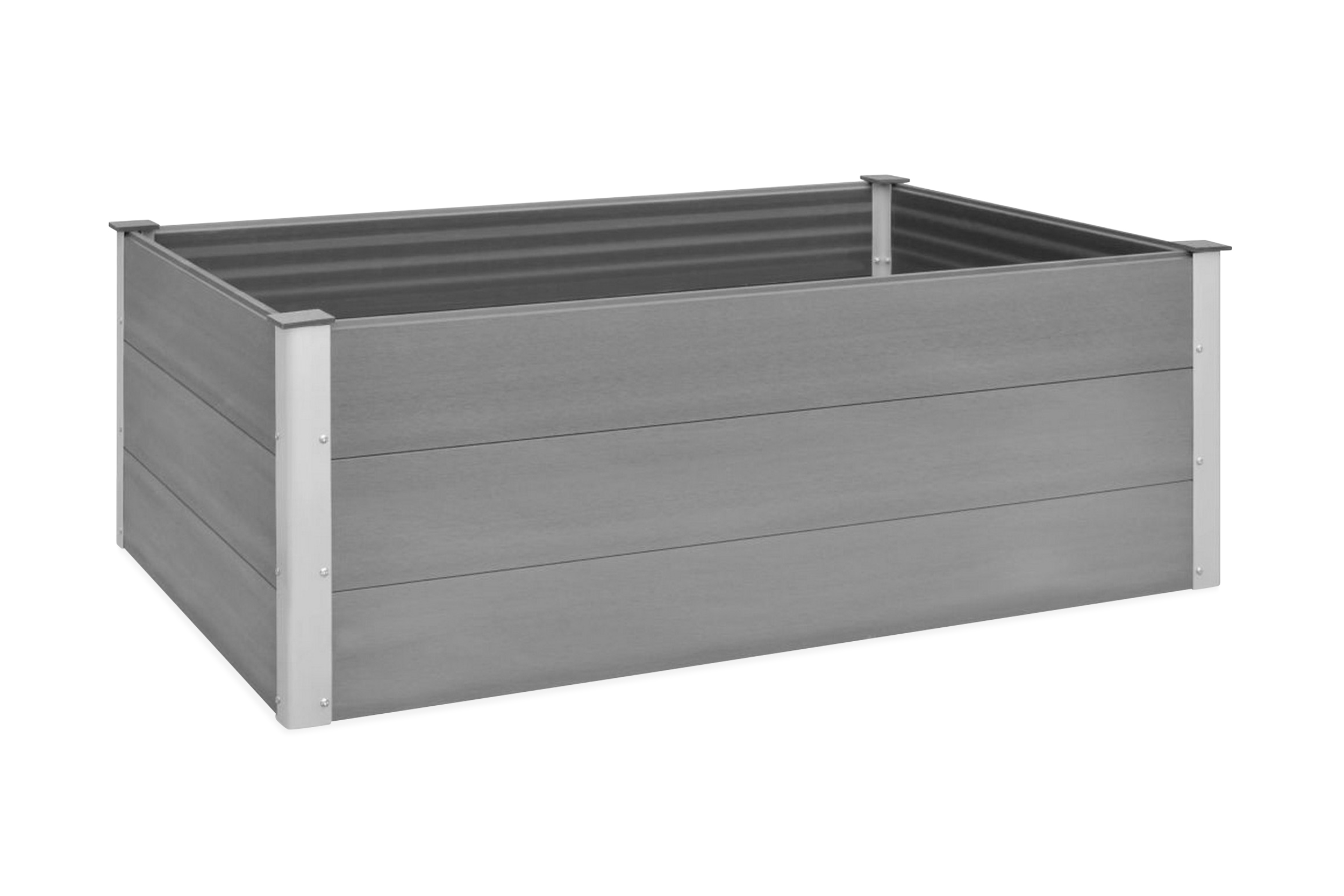 Puutarhan korotettu kukkalaatikko WPC 150x100x54 cm harmaa - Harmaa