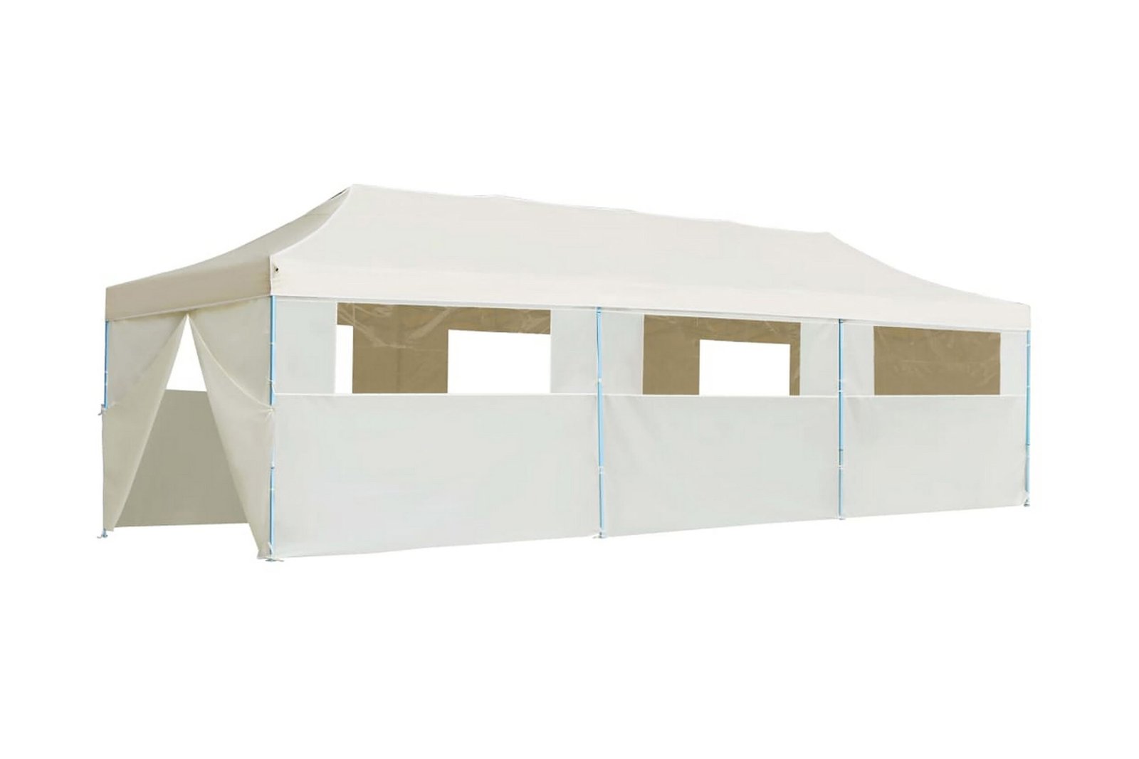 Kokoontaitettava pop-up juhlateltta 8 sivuseinää 3x9 m kerma - Kerma