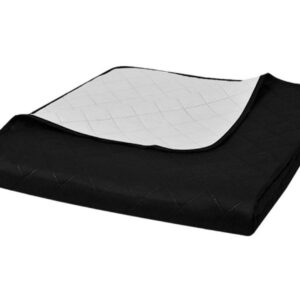 Kaksipuolinen Tikattu Päiväpeite Musta/Valkoinen 170x210cm - Musta