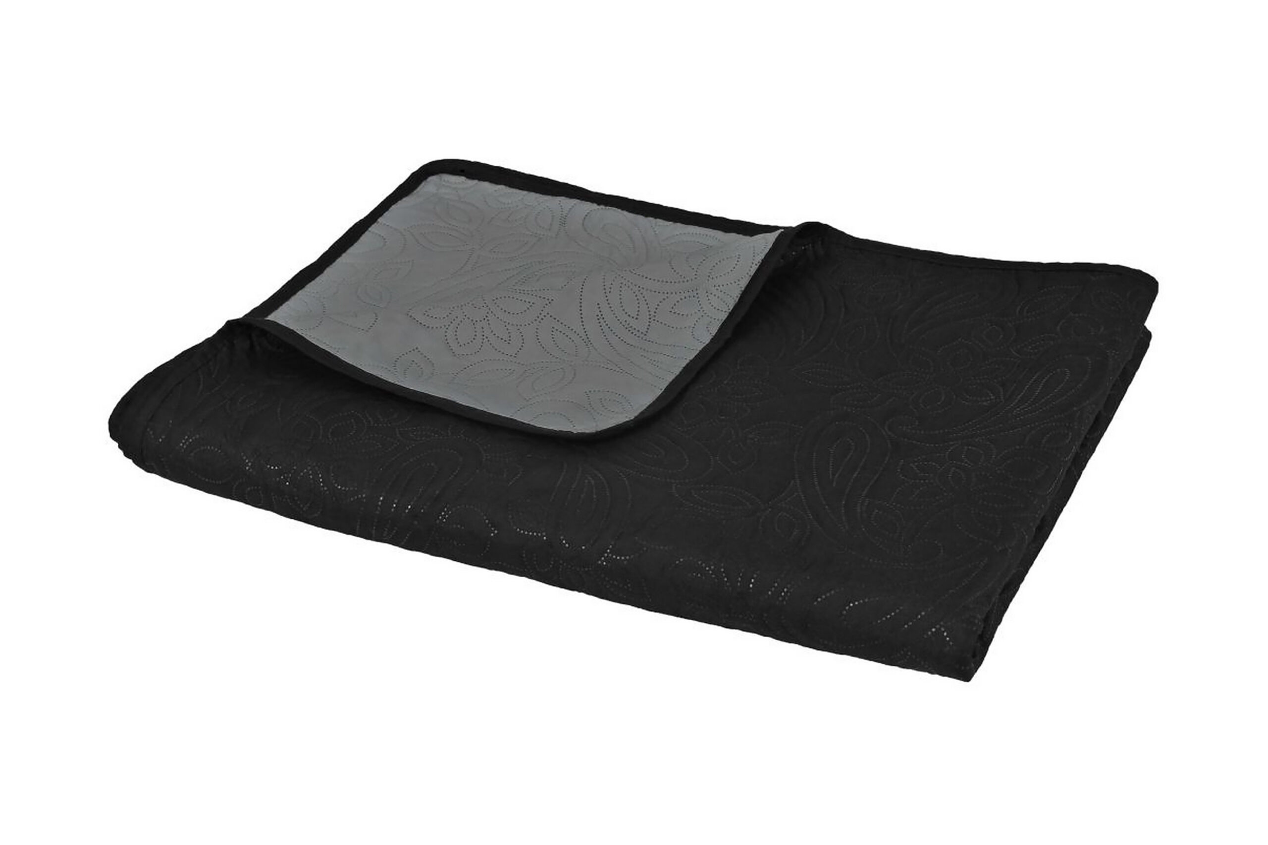 Kaksipuolinen tikattu päiväpeite 170x210 cm harmaa ja musta - Musta