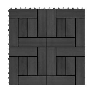 Lattialaatat 11 kpl puumuovikomposiitti 30x30 cm 1m² musta - Musta