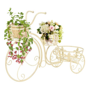 Kukkateline polkupyörän muotoinen vintagetyylinen metalli - Valkoinen