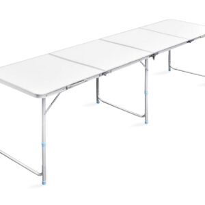 Kokoontaitettava Leiripöytä Korkeussäädettävä 240x60 cm - Valkoinen