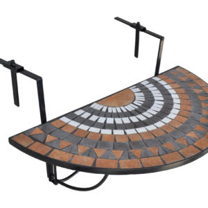 Roikkuva parvekepöytä terrakotta ja valkoinen mosaiikki - Ruskea