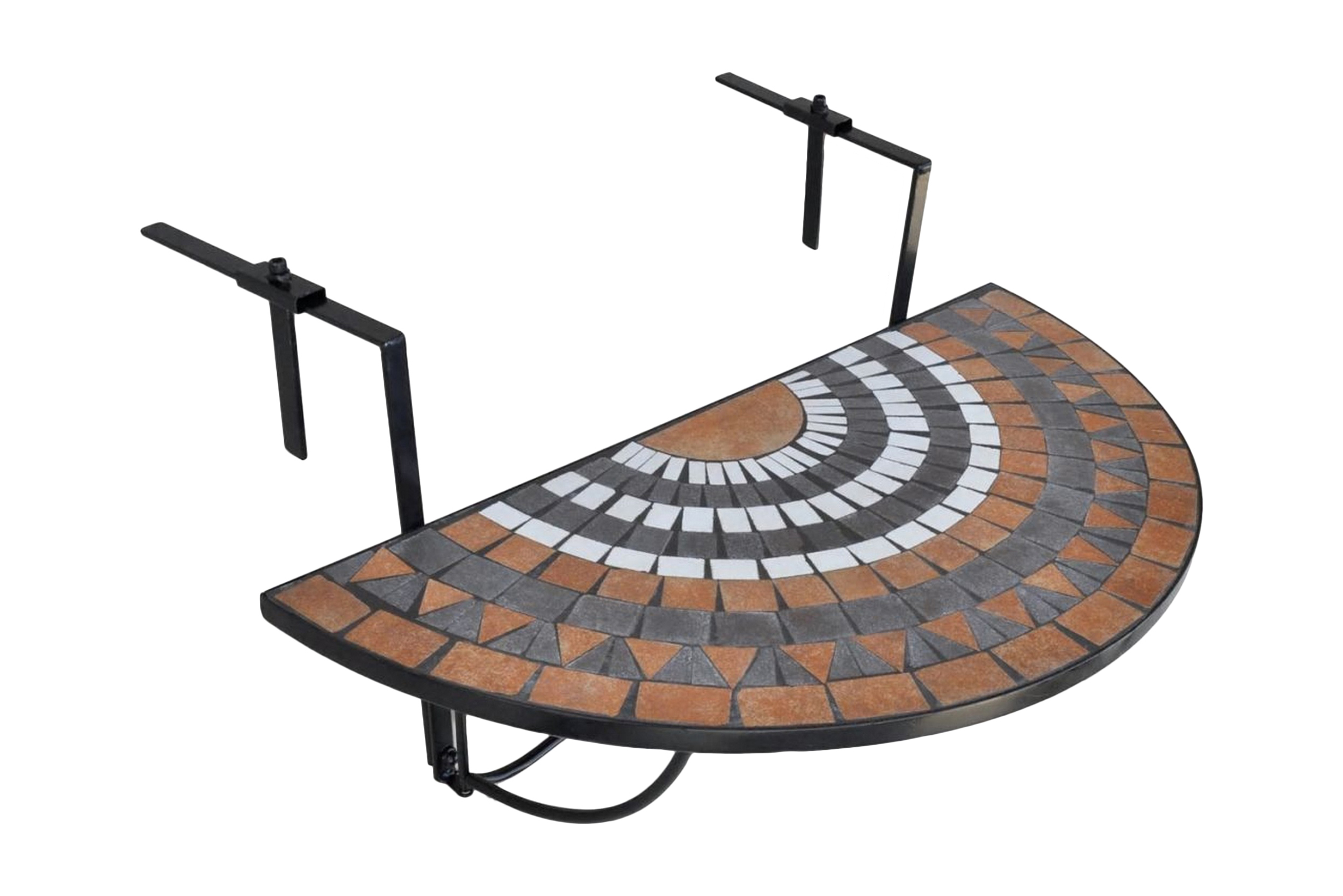 Roikkuva parvekepöytä terrakotta ja valkoinen mosaiikki - Ruskea