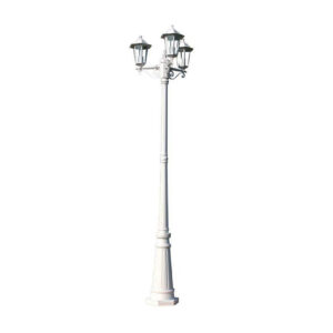 Kingston Puutarhan Valotolppa 3-lyhtyä 215 cm Valkoinen - Valkoinen