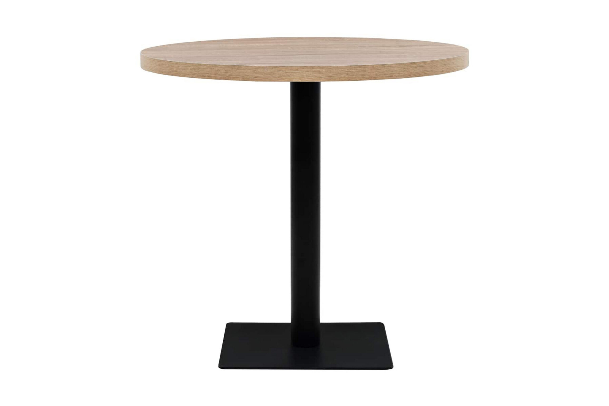 Bistropöytä MDF ja teräs pyöreä 80x75 cm tammenvärinen - Beige