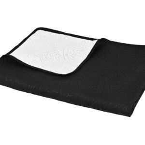 Kaksipuolinen tikattu päiväpeite 170x210cm musta & valkoinen - Musta