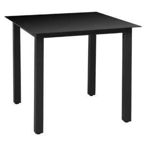 Puutarhapöytä musta 80x80x74 cm alumiini ja lasi - Musta