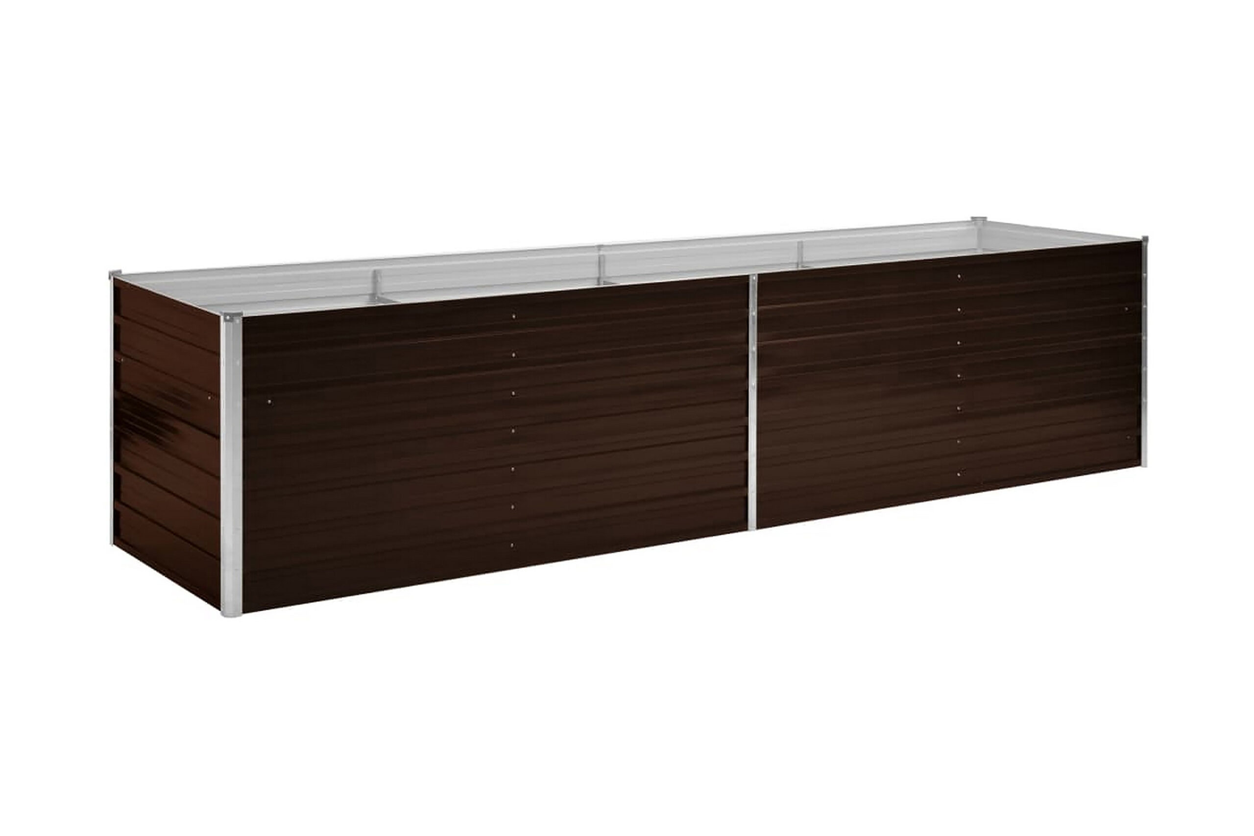 Korotettu kukkalaatikko ruskea 320x80x77 cm galvanoitu teräs - Ruskea