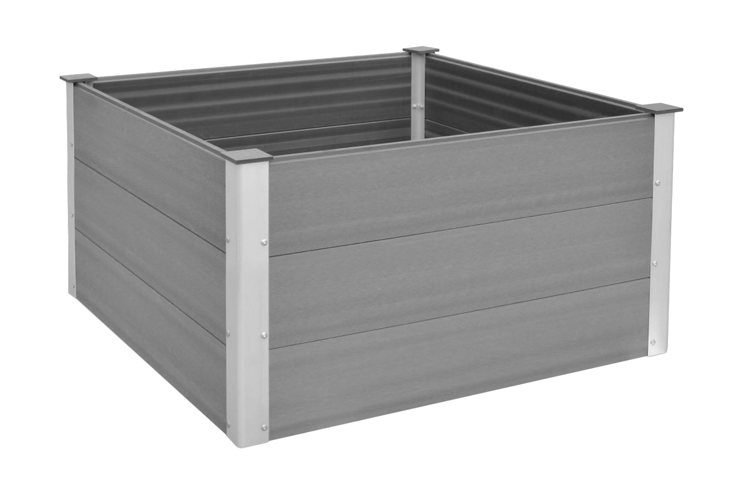 Puutarhan korotettu kukkalaatikko WPC 100x100x54 cm Harmaa - Harmaa