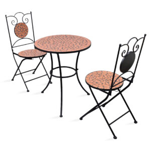 3-osainen Bistrokalustesarja mosaiikki terrakotta - Ruskea