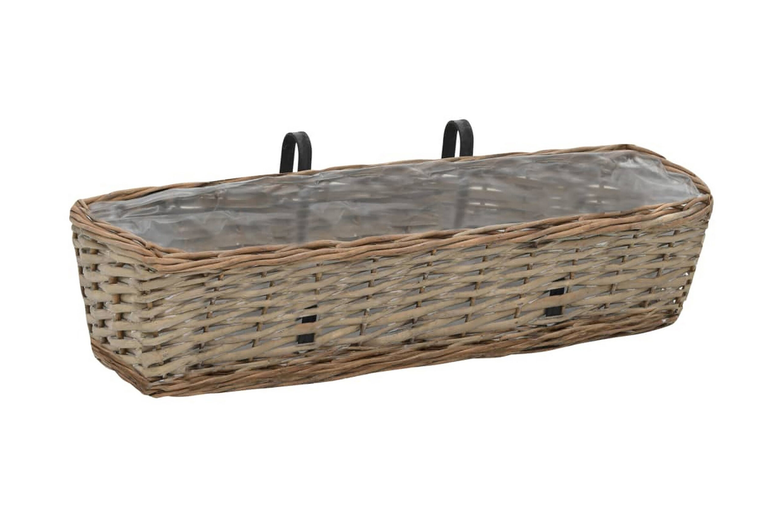 parveke kukkalaatikko 2 kpl paju PE-vuori 60 cm - Ruskea