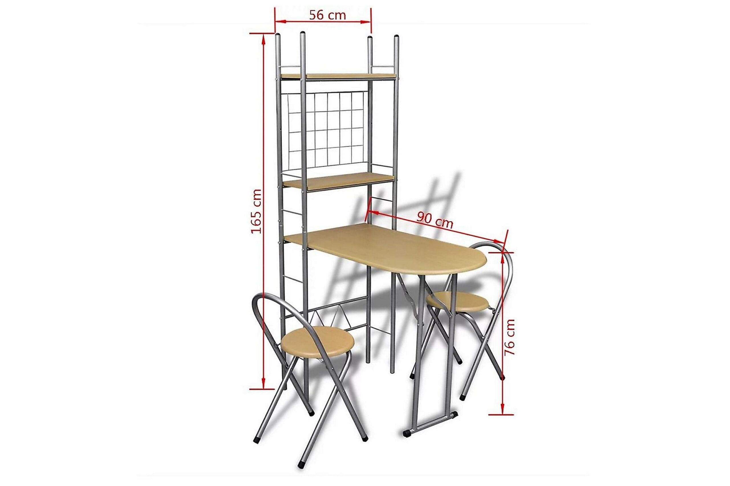 Kokoontaitettava aamiaiskalusteryhmä 2 tuolilla - Beige