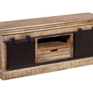 TV-taso 2-Liukuovea Täysi Mangopuu 110x30x45 cm - Monivärinen