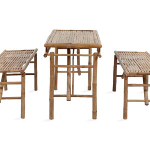 Olutpöytä 2:lla penkillä 100 cm bambu - Ruskea